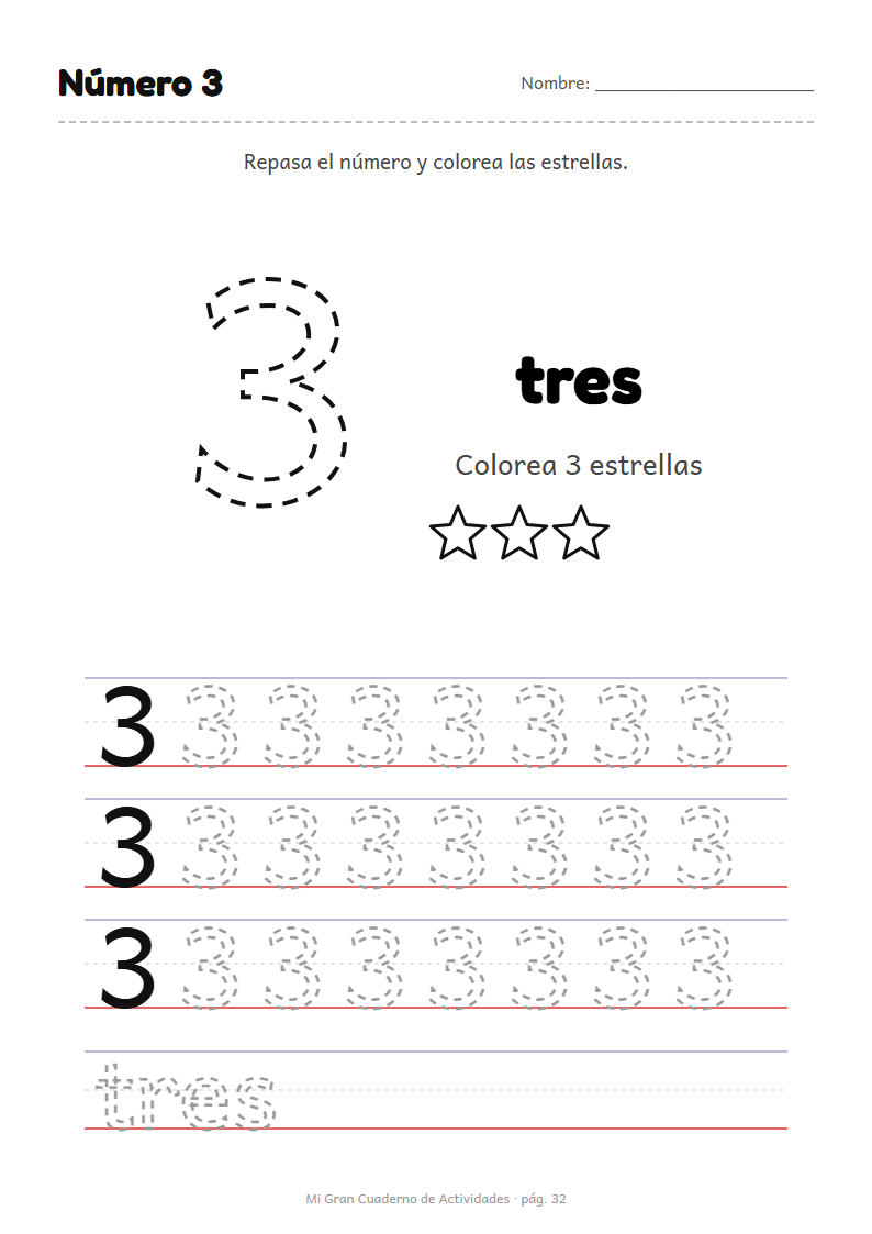 Página para trazar el número 3