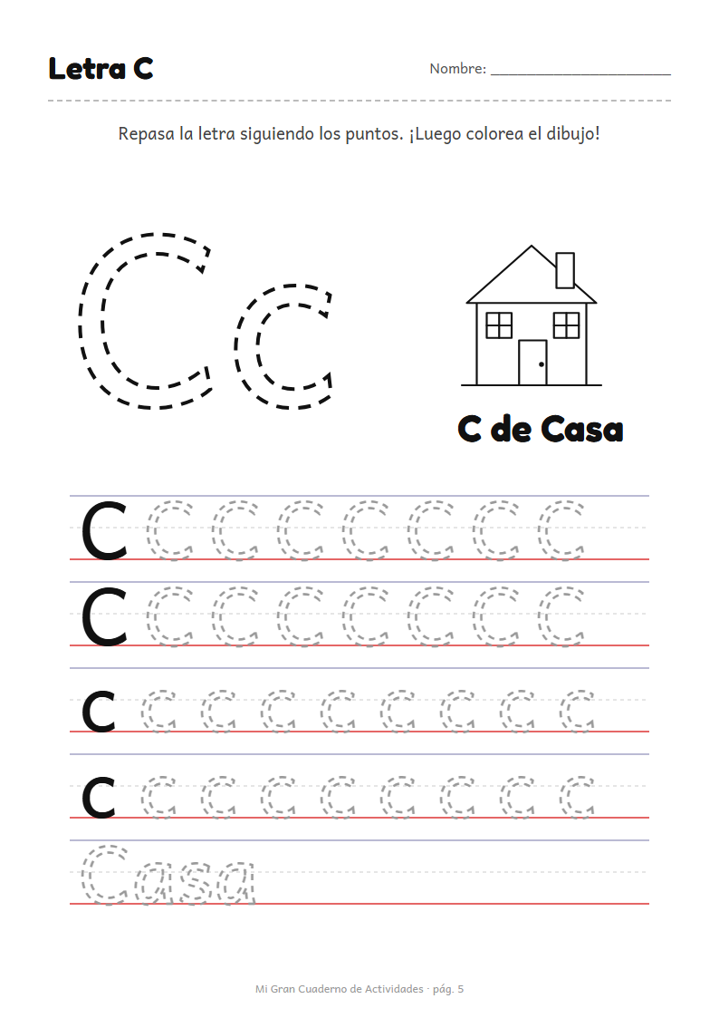 Página para trazar la letra C